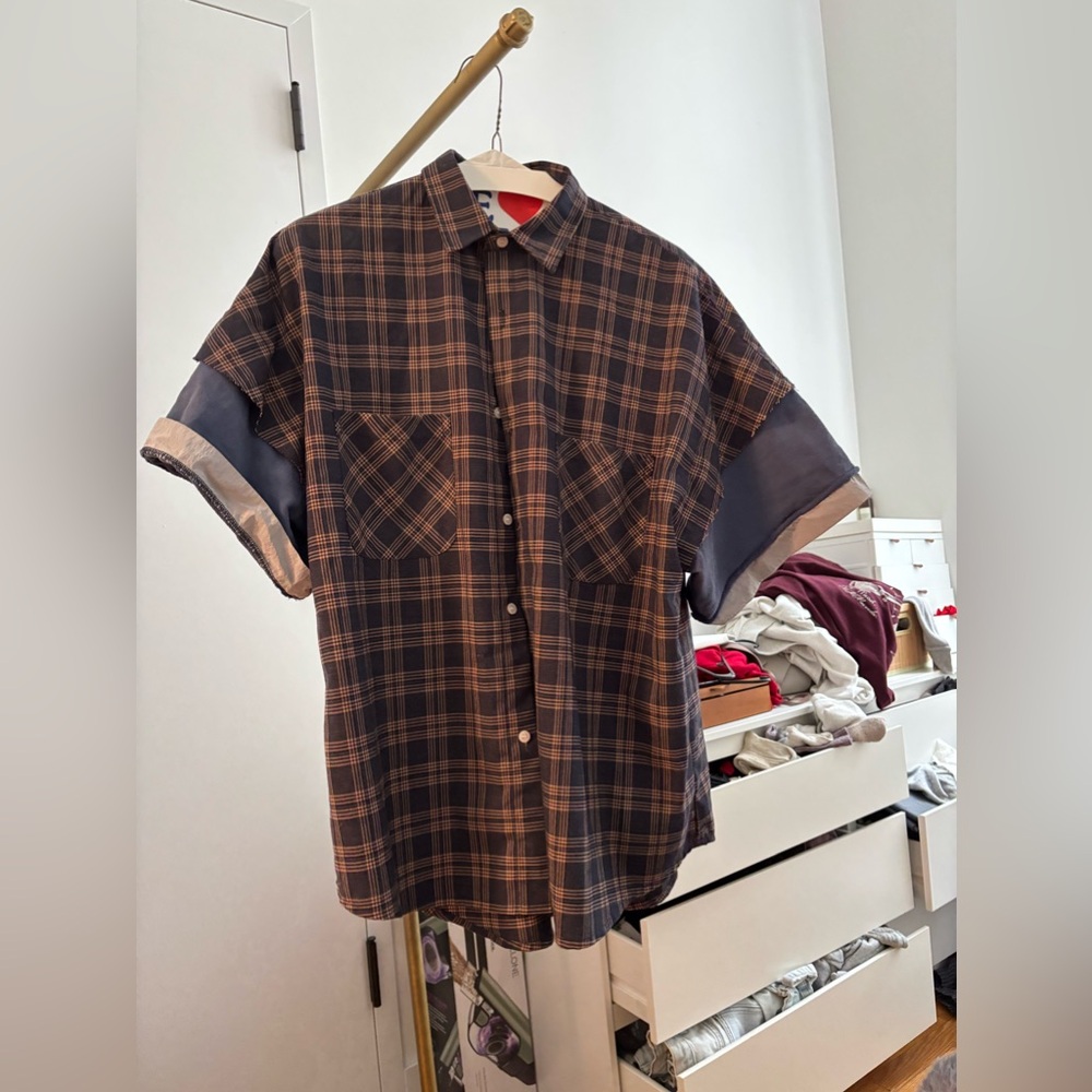 Brown and black oversized streetwear shirt
